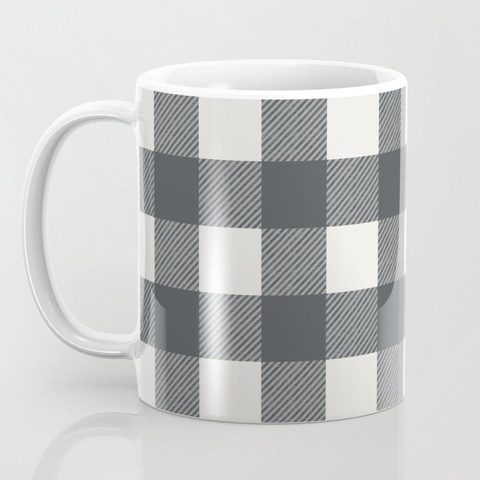 Gingham Cloth / Charcoal Checks Coffee Mug Gallery Image 3