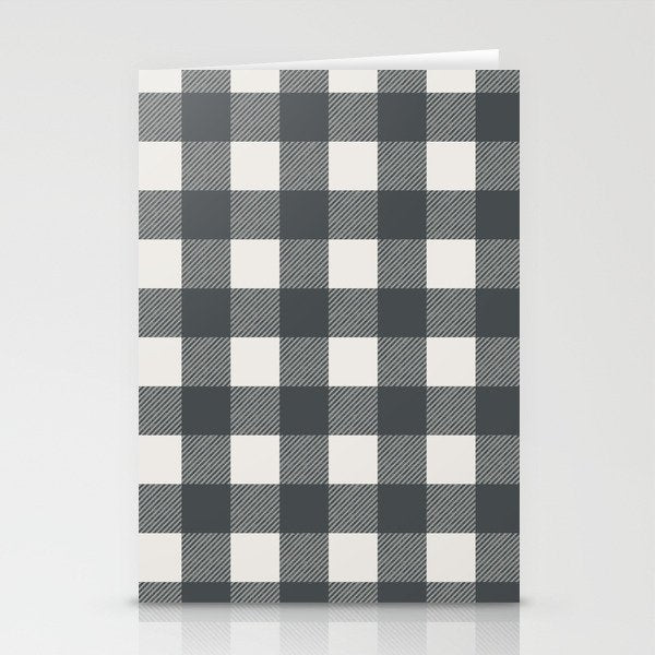 Gingham Cloth / Charcoal Checks Stationery Card Gallery Image 2