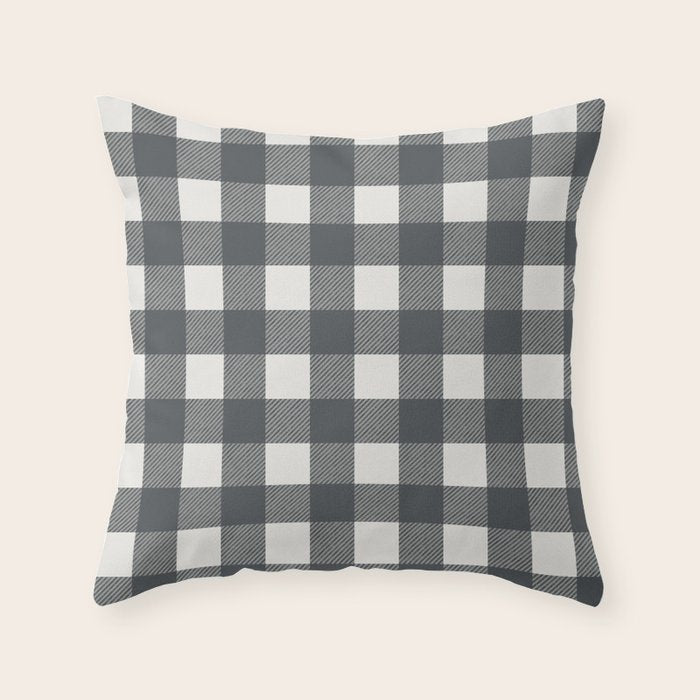 Gingham Cloth / Charcoal Checks Throw Pillow Gallery Image 6
