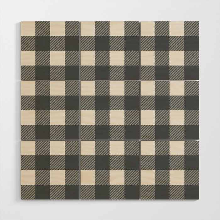 Gingham Cloth / Charcoal Checks Wood Wall Art Gallery Image 1