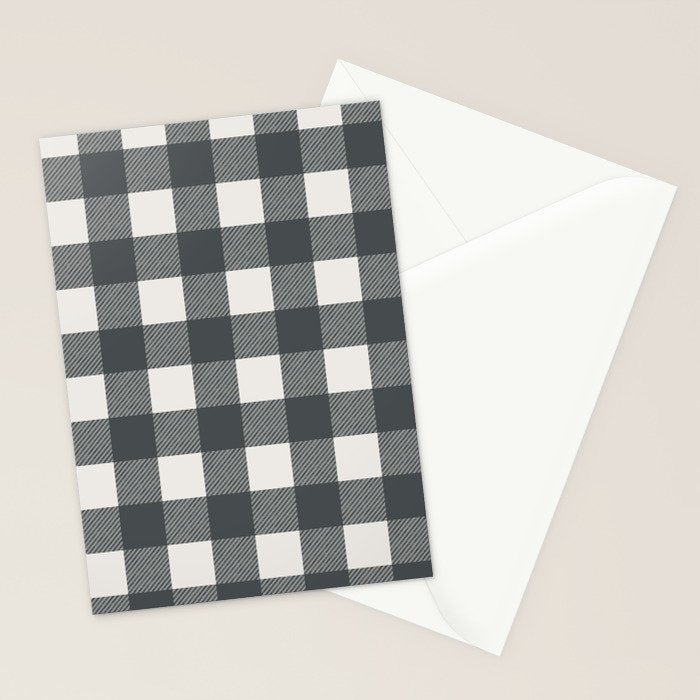 Gingham Cloth / Charcoal Checks Stationery Card Gallery Image 2