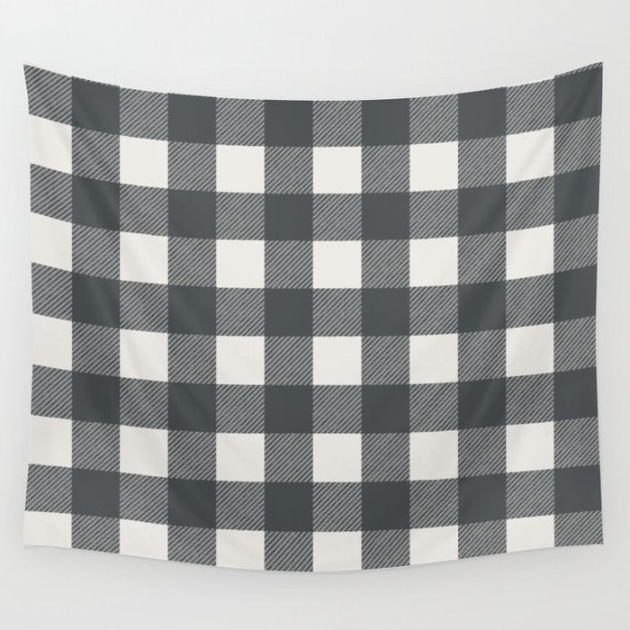 Gingham Cloth / Charcoal Checks Wall Tapestry Gallery Image 4