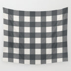 Gingham Cloth / Charcoal Checks Wall Tapestry Gallery Image 4