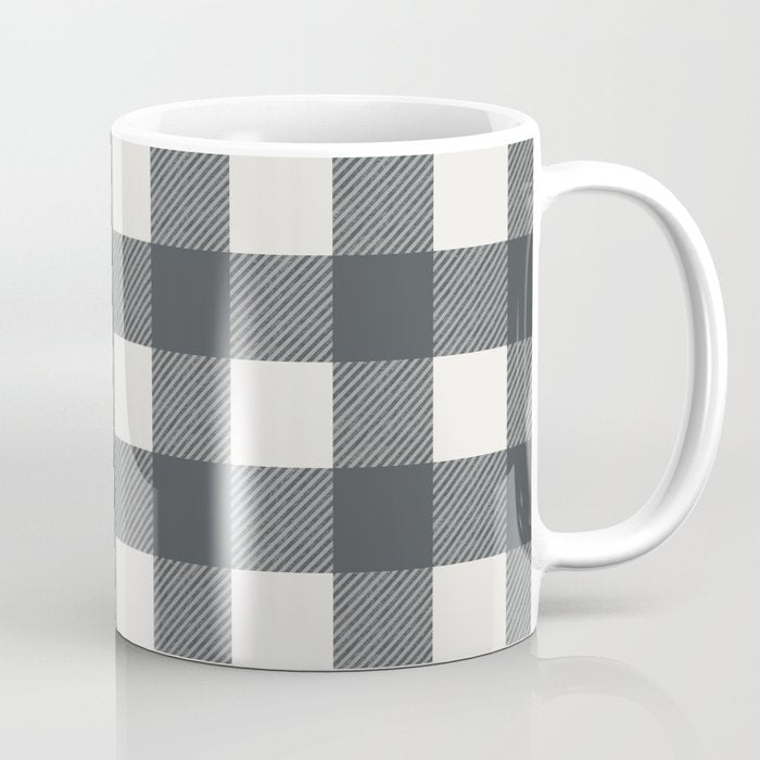 Gingham Cloth / Charcoal Checks Coffee Mug Gallery Image 1