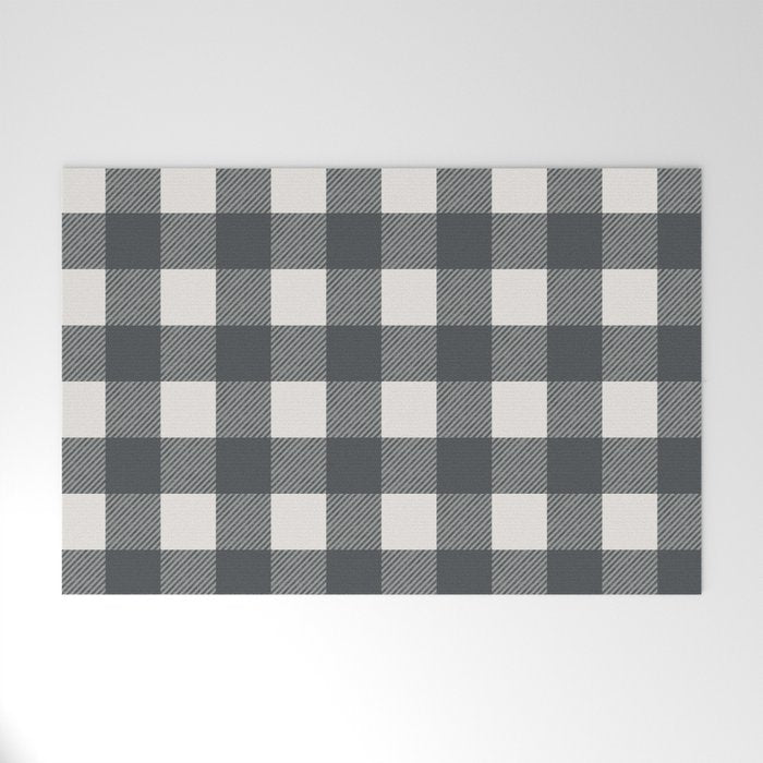 Gingham Cloth / Charcoal Checks Welcome Mat Gallery Image 1