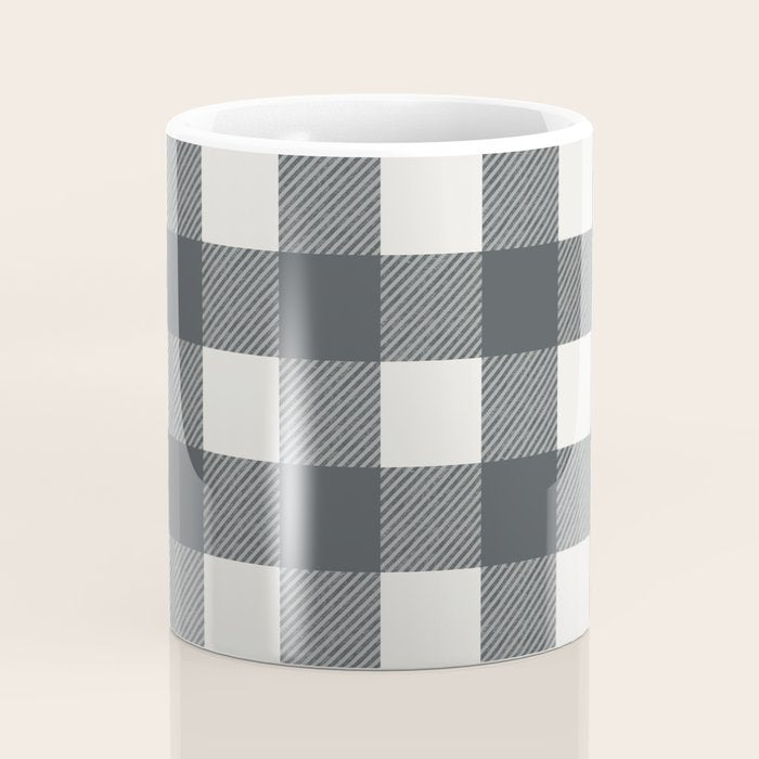 Gingham Cloth / Charcoal Checks Coffee Mug Gallery Image 4