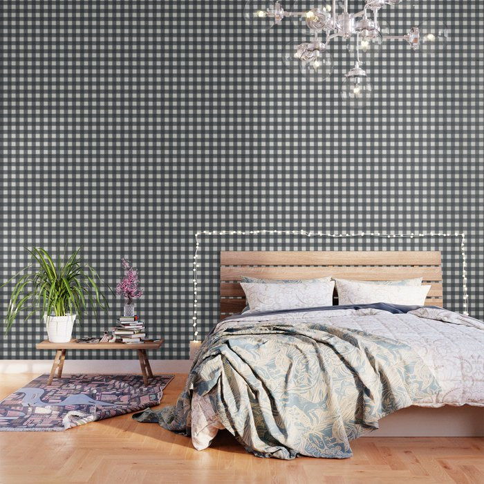 Gingham Cloth / Charcoal Checks Wallpaper Gallery Image 3