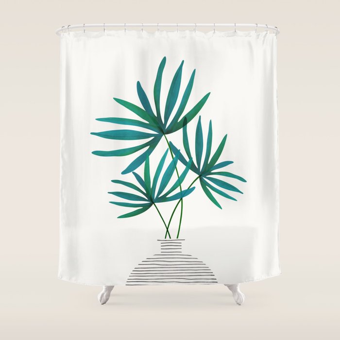 Fan Palm Bouquet Still Life Shower Curtain Gallery Image 1