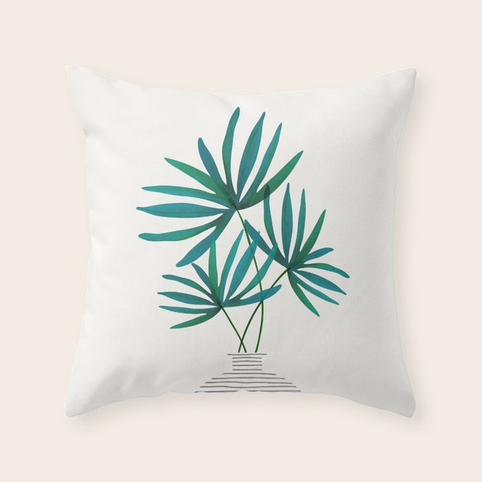Fan Palm Bouquet Still Life Throw Pillow Gallery Image 1