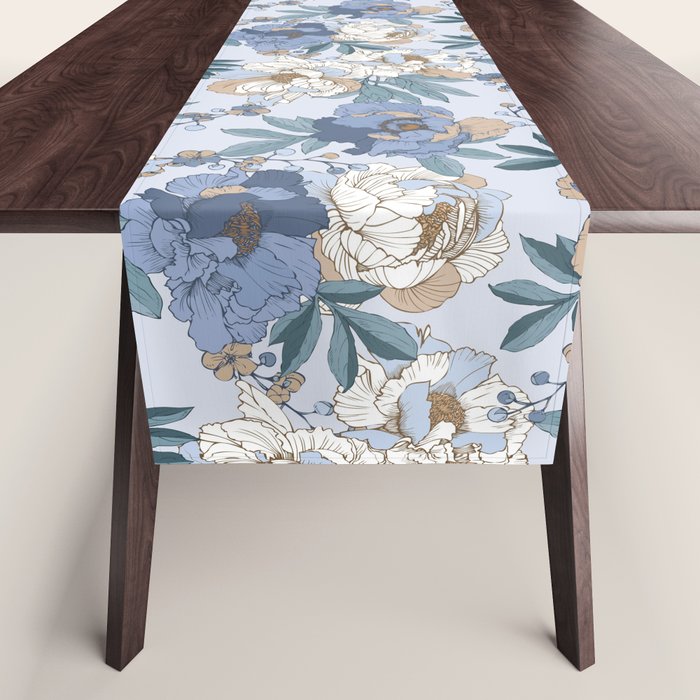  lush blue peonies  Table Runner Gallery Image 1