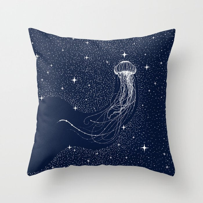 starry jellyfish Throw Pillow Gallery Image 6