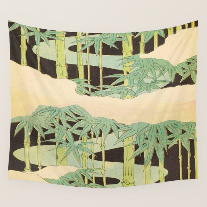 Shin-Bijutsukai â Japanese Design Bamboo At Night Wall Tapestry Gallery Image 1