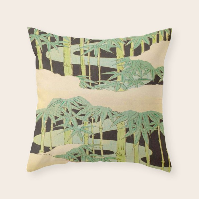 Shin-Bijutsukai â Japanese Design Bamboo At Night Throw Pillow Gallery Image 6