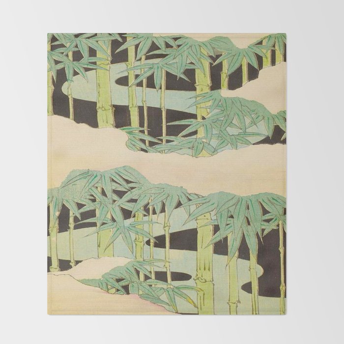Shin-Bijutsukai â Japanese Design Bamboo At Night Throw Blanket Gallery Image 2