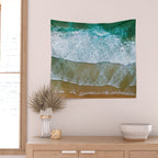 Ocean Waves Crushing On Beach, Drone Photography, Aerial Photo, Ocean And Beach Wall Art Print Decor Wall Tapestry Gallery Image 2