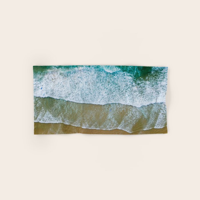 Ocean Waves Crushing On Beach, Drone Photography, Aerial Photo, Ocean And Beach Wall Art Print Decor Bath Towel Gallery Image 1