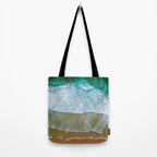 Ocean Waves Crushing On Beach, Drone Photography, Aerial Photo, Ocean And Beach Wall Art Print Decor Tote Bag Gallery Image 2