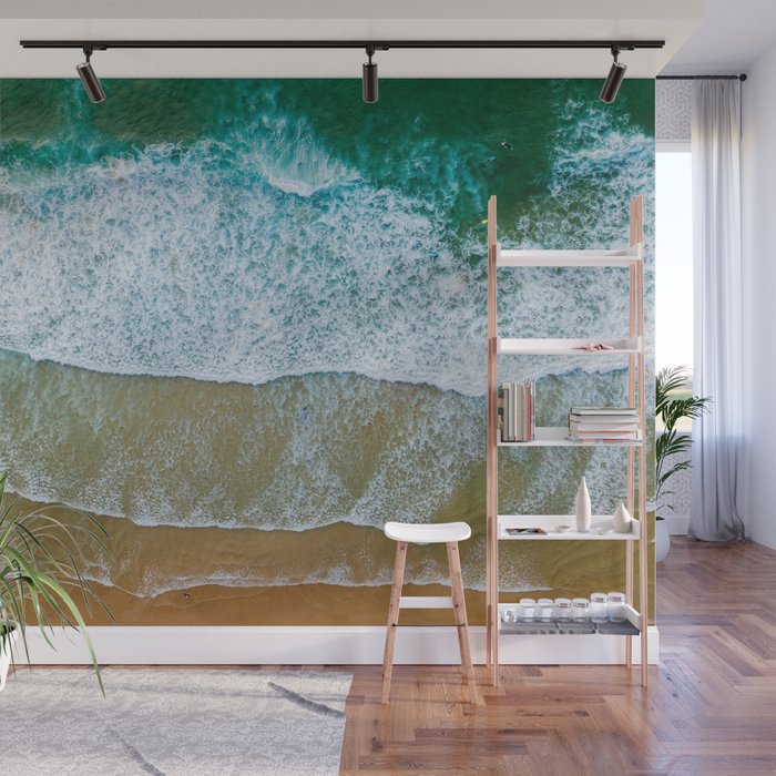 Ocean Waves Crushing On Beach, Drone Photography, Aerial Photo, Ocean And Beach Wall Art Print Decor Wall Mural Gallery Image 1