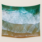 Ocean Waves Crushing On Beach, Drone Photography, Aerial Photo, Ocean And Beach Wall Art Print Decor Wall Tapestry Gallery Image 4
