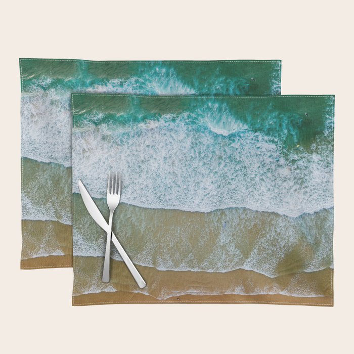 Ocean Waves Crushing On Beach, Drone Photography, Aerial Photo, Ocean And Beach Wall Art Print Decor Placemat Gallery Image 1