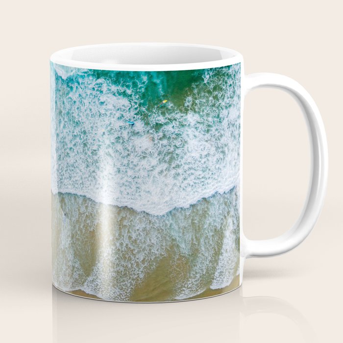 Ocean Waves Crushing On Beach, Drone Photography, Aerial Photo, Ocean And Beach Wall Art Print Decor Coffee Mug Gallery Image 1