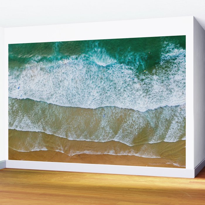 Ocean Waves Crushing On Beach, Drone Photography, Aerial Photo, Ocean And Beach Wall Art Print Decor Wall Mural Gallery Image 2