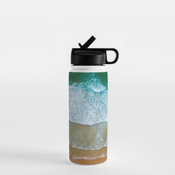 Ocean Waves Crushing On Beach, Drone Photography, Aerial Photo, Ocean And Beach Wall Art Print Decor Water Bottle Gallery Image 1