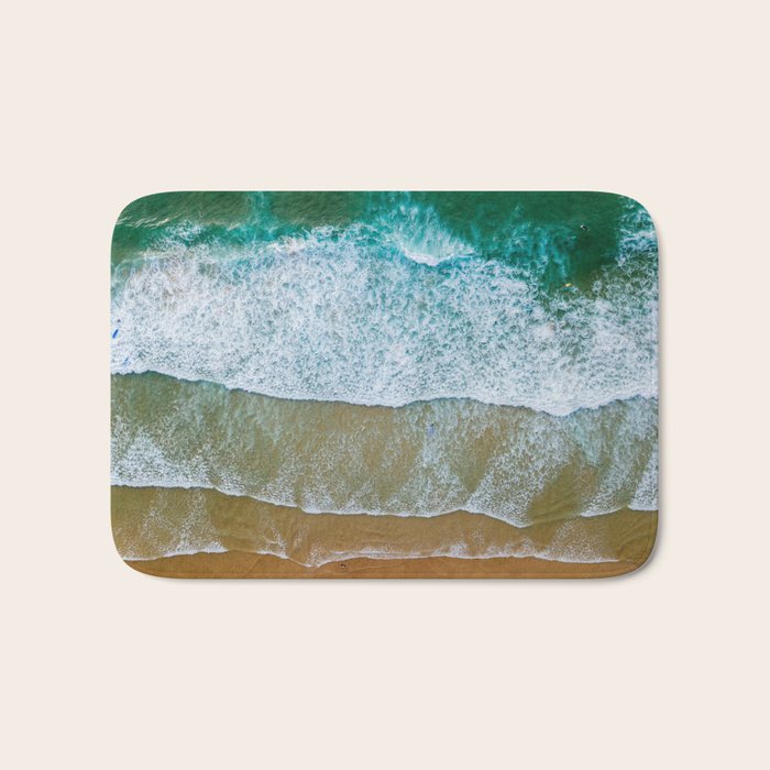 Ocean Waves Crushing On Beach, Drone Photography, Aerial Photo, Ocean And Beach Wall Art Print Decor Bath Mat Gallery Image 1