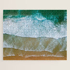 Ocean Waves Crushing On Beach, Drone Photography, Aerial Photo, Ocean And Beach Wall Art Print Decor Jigsaw Puzzle Gallery Image 1