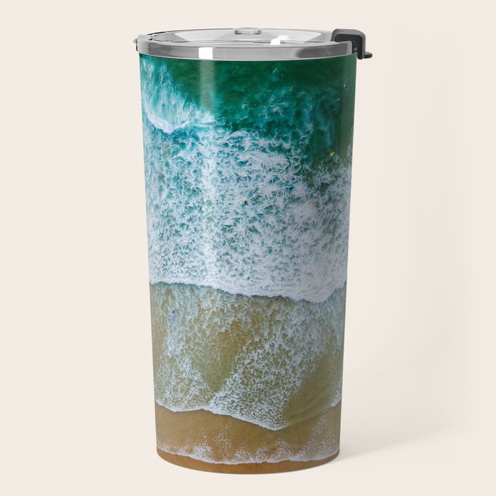Ocean Waves Crushing On Beach, Drone Photography, Aerial Photo, Ocean And Beach Wall Art Print Decor Travel Mug Gallery Image 2