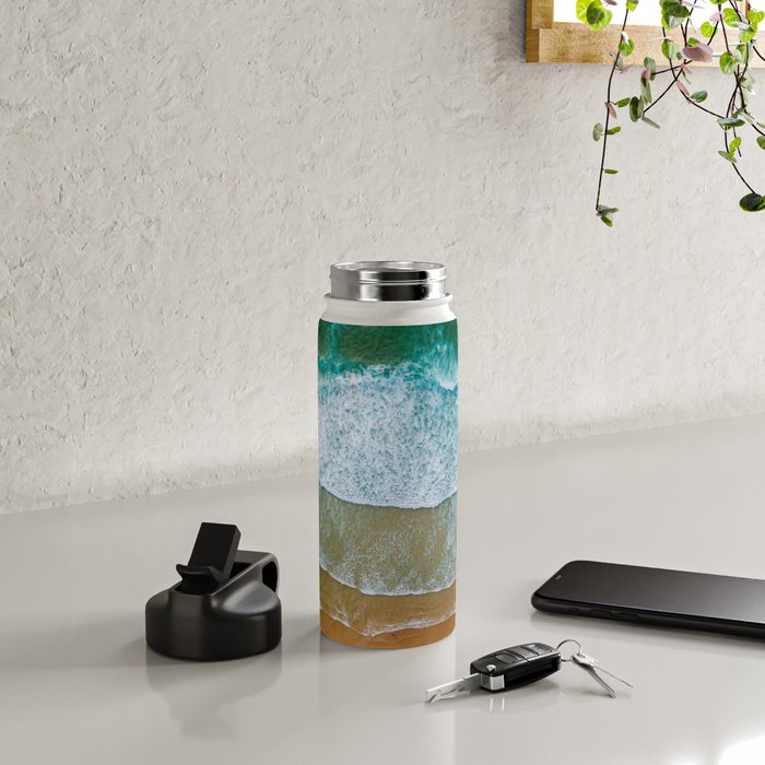Ocean Waves Crushing On Beach, Drone Photography, Aerial Photo, Ocean And Beach Wall Art Print Decor Water Bottle Gallery Image 4