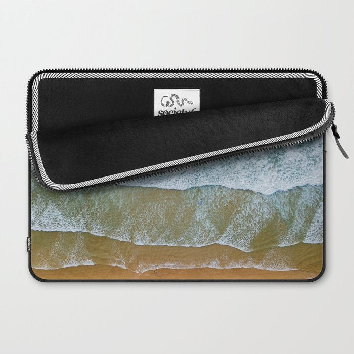 Ocean Waves Crushing On Beach, Drone Photography, Aerial Photo, Ocean And Beach Wall Art Print Decor Laptop Sleeve Gallery Image 2