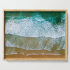 Ocean Waves Crushing On Beach, Drone Photography, Aerial Photo, Ocean And Beach Wall Art Print Decor Serving Tray Gallery Image 1