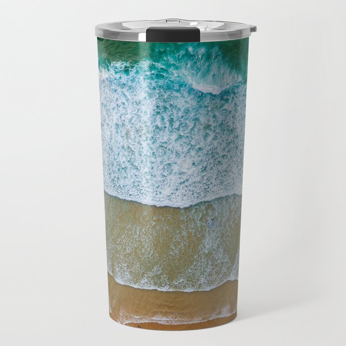 Ocean Waves Crushing On Beach, Drone Photography, Aerial Photo, Ocean And Beach Wall Art Print Decor Travel Mug Gallery Image 1