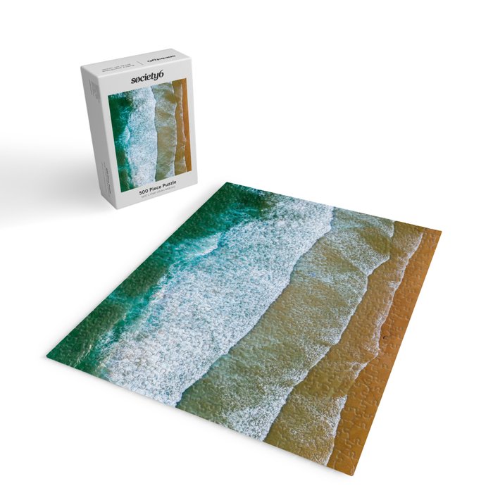 Ocean Waves Crushing On Beach, Drone Photography, Aerial Photo, Ocean And Beach Wall Art Print Decor Jigsaw Puzzle Gallery Image 2