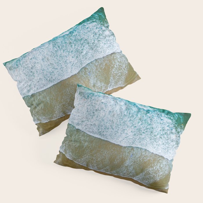 Ocean Waves Crushing On Beach, Drone Photography, Aerial Photo, Ocean And Beach Wall Art Print Decor Pillow Sham Gallery Image 3