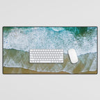 Ocean Waves Crushing On Beach, Drone Photography, Aerial Photo, Ocean And Beach Wall Art Print Decor Desk Mat Gallery Image 1