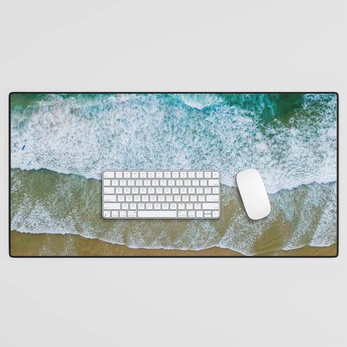 Ocean Waves Crushing On Beach, Drone Photography, Aerial Photo, Ocean And Beach Wall Art Print Decor Desk Mat Gallery Image 1
