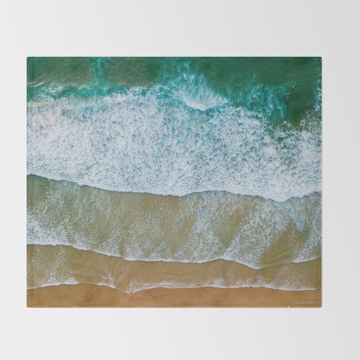 Ocean Waves Crushing On Beach, Drone Photography, Aerial Photo, Ocean And Beach Wall Art Print Decor Throw Blanket Gallery Image 2