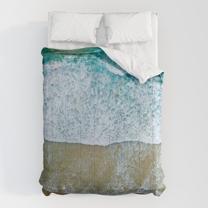 Ocean Waves Crushing On Beach, Drone Photography, Aerial Photo, Ocean And Beach Wall Art Print Decor Comforter Gallery Image 6