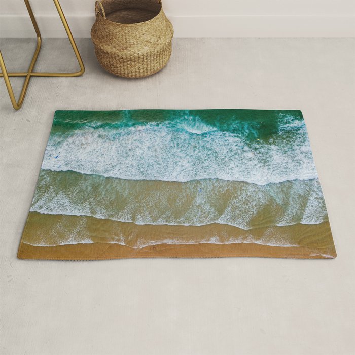 Ocean Waves Crushing On Beach, Drone Photography, Aerial Photo, Ocean And Beach Wall Art Print Decor Rug Gallery Image 1
