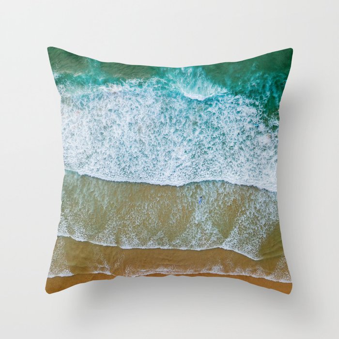 Ocean Waves Crushing On Beach, Drone Photography, Aerial Photo, Ocean And Beach Wall Art Print Decor Throw Pillow Gallery Image 1