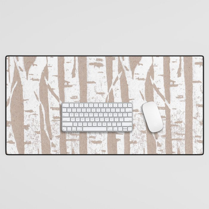 Woodcut Birches Desk Mat Gallery Image 1