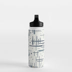 Mid-Century Modern Kinetikos Pattern in Neutral Blue Gray Tones on Nearly White Water Bottle Gallery Image 3