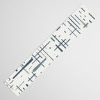 Mid-Century Modern Kinetikos Pattern in Neutral Blue Gray Tones on Nearly White Table Runner Gallery Image 3