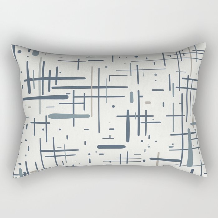 Mid-Century Modern Kinetikos Pattern in Neutral Blue Gray Tones on Nearly White Rectangular Pillow Gallery Image 2