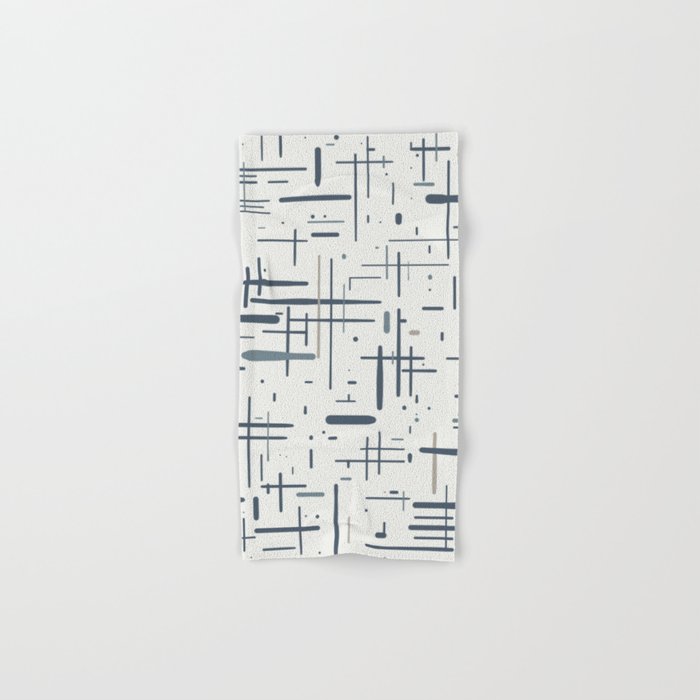 Mid-Century Modern Kinetikos Pattern in Neutral Blue Gray Tones on Nearly White Bath Towel Gallery Image 1