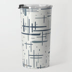 Mid-Century Modern Kinetikos Pattern in Neutral Blue Gray Tones on Nearly White Travel Mug Gallery Image 3