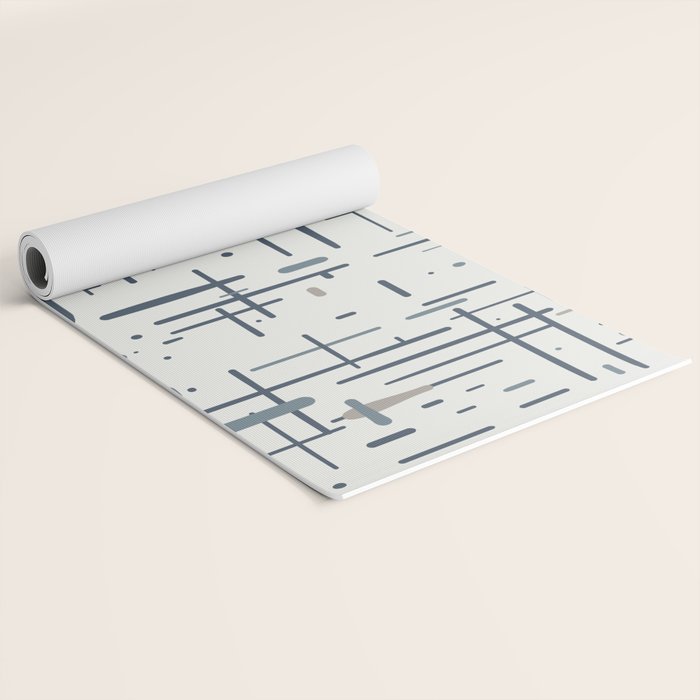 Mid-Century Modern Kinetikos Pattern in Neutral Blue Gray Tones on Nearly White Yoga Mat Gallery Image 2