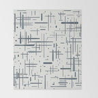 Mid-Century Modern Kinetikos Pattern in Neutral Blue Gray Tones on Nearly White Throw Blanket Gallery Image 2